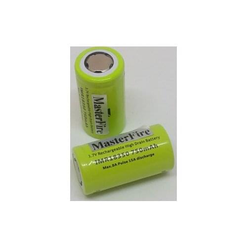 MasterFire IMR18350 750mah 18350 3.7V High Drain Rechargeable Li-ion Battery Lithium Batteries Cell 15A Discharge