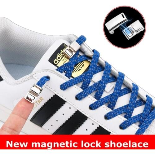 Magnetic Lock Shoelaces Elastic Reflective Flat Lazy Laces Used For Sneakers Canvas Shoes Quick Wear In 1 Second No Tie Shoelace