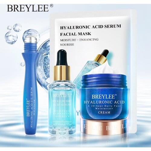 BREYLEE Hyaluronic Acid Set Face Mask Facial Eye Cream Serum Whitening Moisturizing Essence Dry Rough Anti-Aging Skin Care