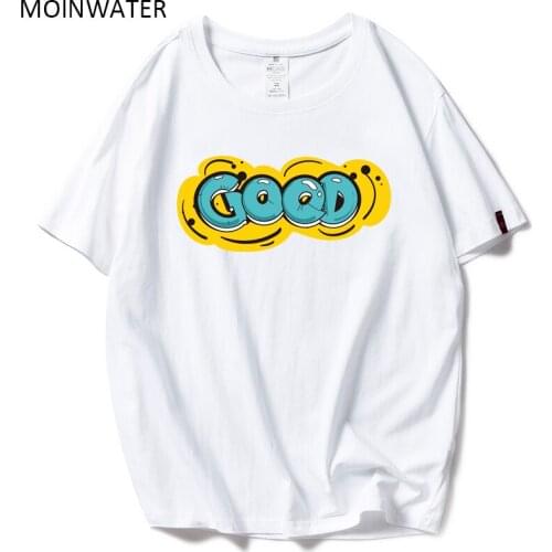 MOINWATER New Women Fashion T shirts Female Cotton White Black Tops Letter Print Lady High Street Casual Tees MT1992