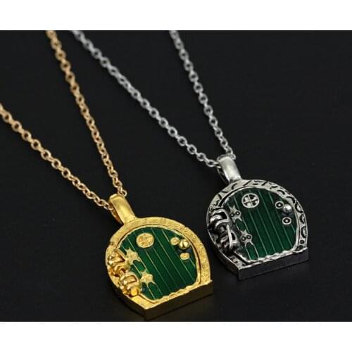 MQCHUN The Fairy Door Locket Alloy Pendent Necklace Bilbo Baggins Vintage Green Pendant High Quality Gift For Fans Movie Jewelry
