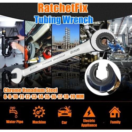 New Ratchet Fix/adjustable Tubing Ratchet Wrench with Flexible Head/180° Movable Head 8MM-19MM Car Hand Maintain Repair Tool