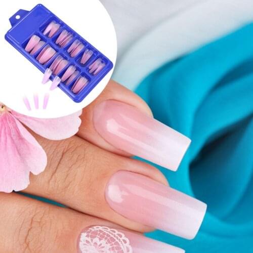50Pcs/Box Nail Patch Long Shape Wear-resistance ABS Ballet Med-Length Fingernail for Girls