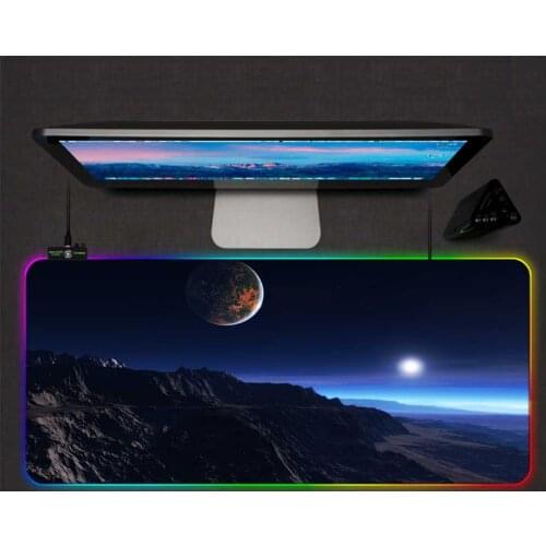 Mairuige Wireless Charging Mouse Pad RGB Looking Up To The Moonlight LED Backlight Computer Notebook Office Keyboard Mouse Pad
