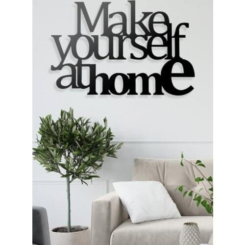 Make Yourself at Home Metal Wall Decor Art Decor 3D Metal Sculpture Home Decor Office Decor Stylish Bracket Hanger