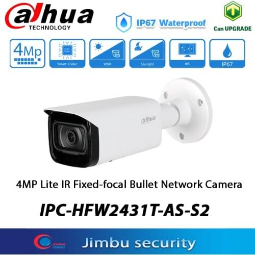 Dahua 4MP IP Camera POE IPC-HFW2431T-AS-S2 IR 80M H.265 codec 256 GB Micro SD card IP67 IK10 DAHUA surveillance camera system