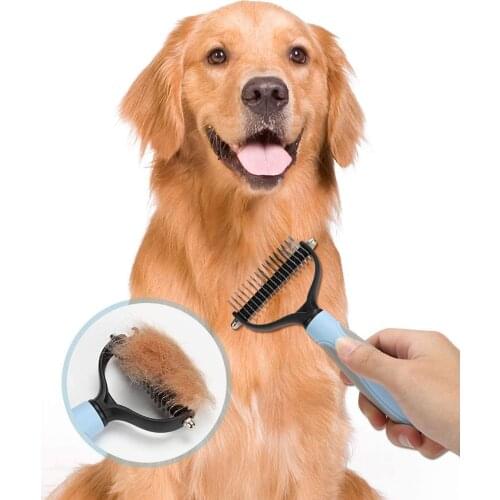 Pets Fur Knot Cutter Dog Grooming Shedding Tools Pet Cat Hair Removal Comb Brush Double sided Pet Products Suppliers