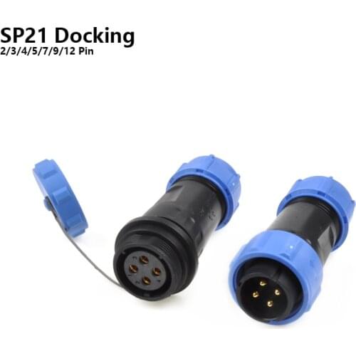 SP21 IP68 Butt Type Waterproof Connector 2 3 4 5 7 9 12 Pin electric power Docking Plug Socket Wire Aviation Connectors