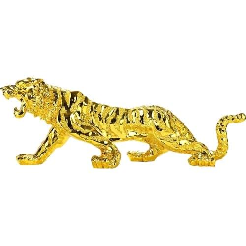 Electroplated Tiger Figurine Resin Tiger Miniature Countertop Wild Animal Mascot Art and Craft Ornament Year of Birth Present