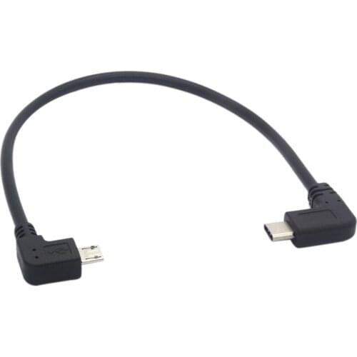 Exquisitely Designed Durable Type C to Micro USB Cable 90 Degree Micro 5 Pin Male to USB C Male Extension