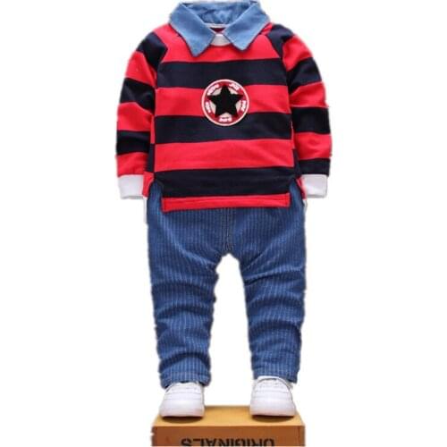 Spring Autumn Baby Boys Clothes Cotton Children Stripe Coat Pants 2Pcs/sets Infant Outfit Kids Fashion Toddler Casual Tracksuits