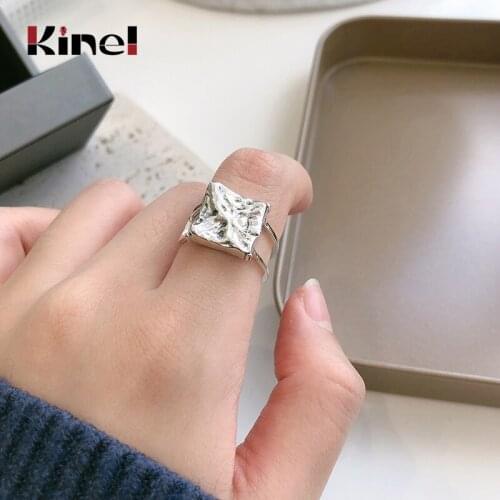 Kinel Wholesale European Fashion Woman Party Irregular Concave Convex Texture 925 Sterling Silver Vintage Ring
