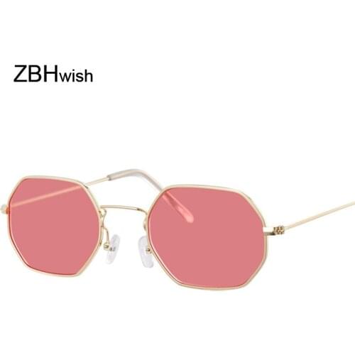 Vintage Sunglasses Women Classic Brand Designer Metal Frame Eyewear Fashion Mirror Hexagon Sun Glasses For Women Oculos De Sol