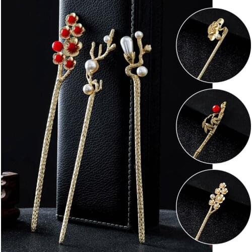 Vintage Hair Stick Chinese Style Simulated Pearls Hairpin Women Banquest Party For Hair Pin Accessories Best Gift Jewelry