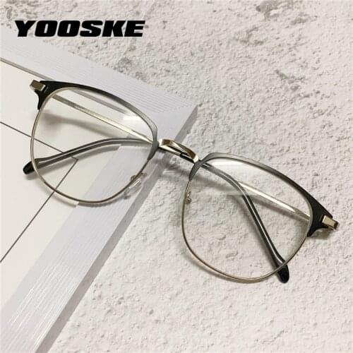 YOOSKE Anti Blue-rays Glasses Frames Men Business Computer Blue Light Blocking Eyeglasses Women Half Frame Optical Spectacles