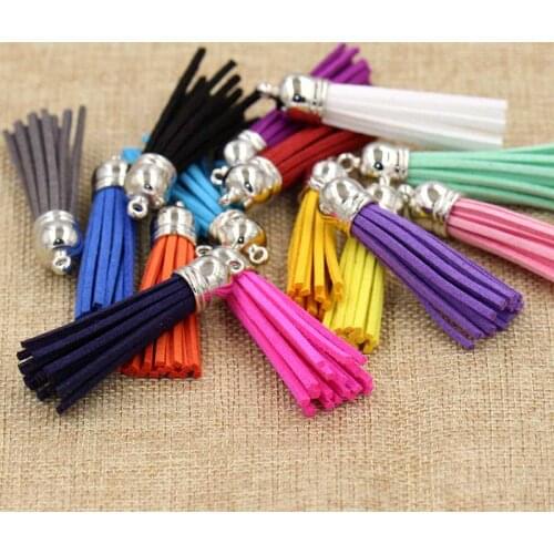 15pcs/lot) 55mm Length Suede Tassel For Keychain Cellphone Straps Purses Backpacks Jewelry Charms