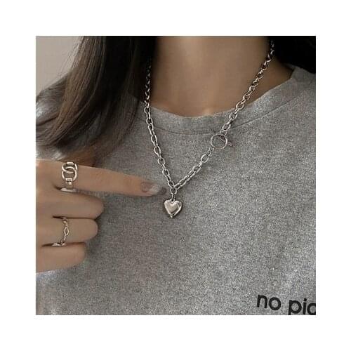 Chain Necklace Neck OT Lock Chains Heart Pendant Jewelry For Women Punk Choker Padlock Goth Jewelry Grunge Aesthetic Accessories