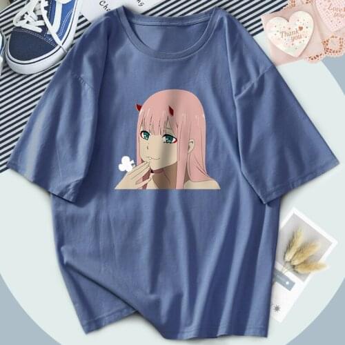 Darling In The Franxx T-shirts Women Anime Zero Two Print Tops Tees 2021 Summer White Casual Tshirt Female Washable Camisetas
