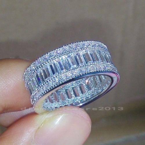 Size5-10 Unique Princess Hot 10KT white gold filled AAA Cubic Zirconia Gem Engafement Women Wedding Band Ring gift choucong