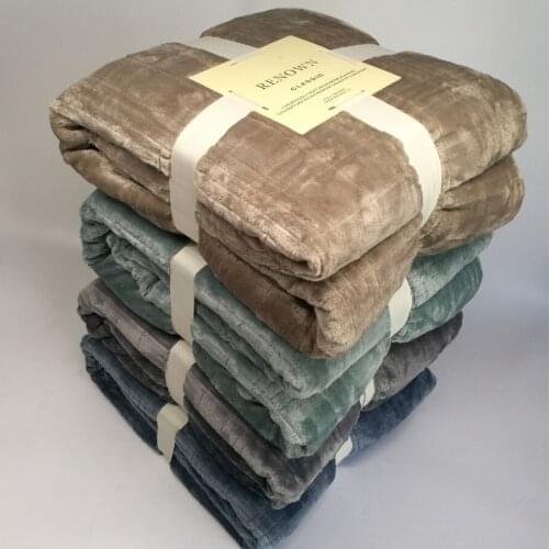 Winter Thickening Mechanical Wash Flannel Blanket Plaids Super Warm Soft Blankets Throw on Sofa/Travel Patchwork Solid Bedspread
