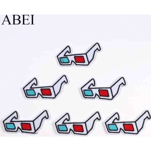 10pcs/lot Embroidered Patches Iron On Stickers Cartoon Glasses Appliques For Jeans Backpack Coats Bags Shoes Decoration