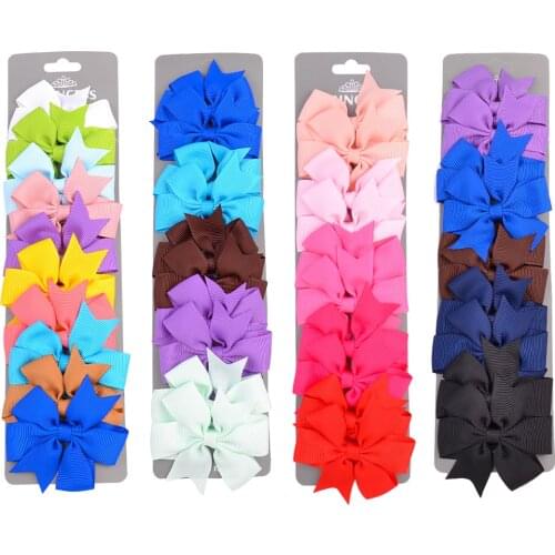 10 Pcs/set Grosgrain Ribbon Solid Hair Bows With Clip Cute Girls Hair Clips Hairpins Barrettes Headwear Kids Hair Accessories