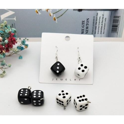 10pcs/Pack New Classic Resin Solid Color Dice Jewelry Accessories DIY Handmade Earrings Keychain Pendant Material
