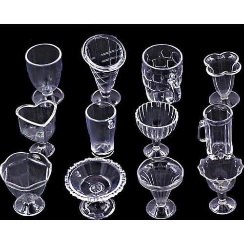 12pcs 1/12 Scale Dollhouse Miniature Drink Cups Set Model Pretend Play Mini Food Doll House Accessories Fit Toy