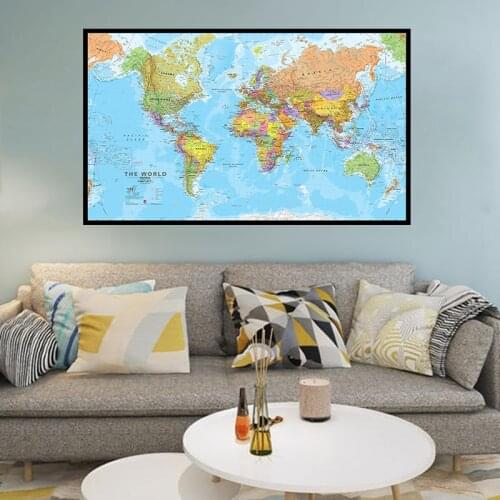 100x150cm The World Physical Map Non-woven Spray World Map Without National Flag for Culture and Education Posters and Prints