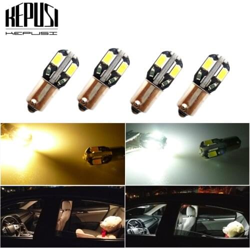 4PCS CANBUS BA9S BAX9S BAY9S H21W T4W H6W W5W LED 5630 8 LED Side Wedge Light Interior Signal Lamp 12V Warm White