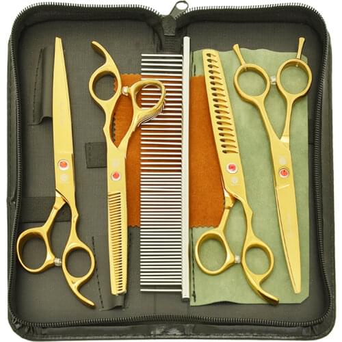 7.0" Japan 440c Pet Grooming Scissors Purple Dragon Dog Cutting Shears Animal Thinning Tijeras Forceps Kit Curved Tesoura B0016B