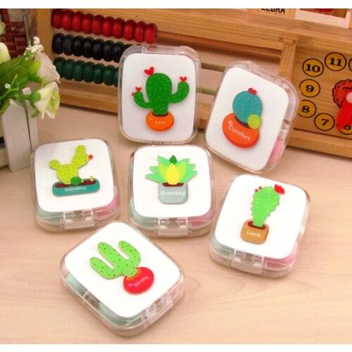 8set/lot Lovable cactus contact lens case / companion eyeglasses pencil box / contact lens care box /storage box