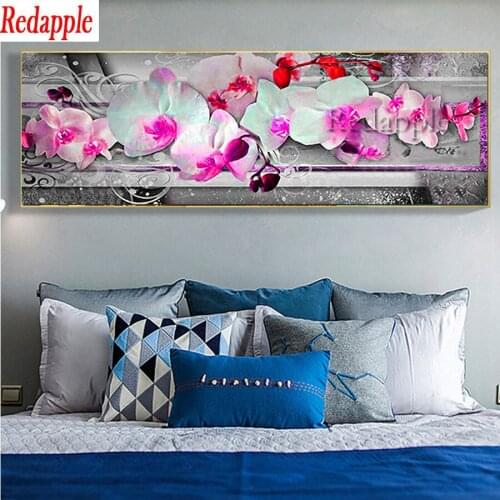 Large Size Diamond Painting Cross Stitch beautiful Pink White orchid Diamond Embroidery Mosaic Flowers full square round drill