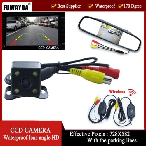 FUWAYDA Wireless Universal Car Rear View Camera with Night Vision Function Camera+4.3 Inch rearview mirror monitor