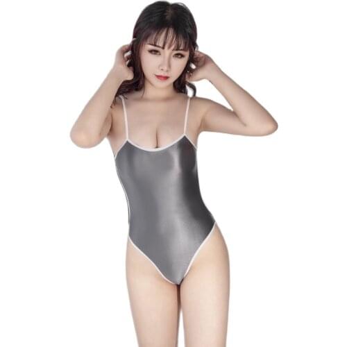 Shiny Hollow Out Backless Bodysuit Japanese Sukumizu Swimsuit Adjustable Strap Tights Bodystocking Sexy Hot Erotic Lingerie Body