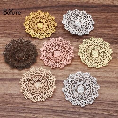 BoYuTe (10 Pieces/Lot) 65MM Big Metal Brass Filigree Flower Charms Materials Diy Hand Made Jewelry Accessories
