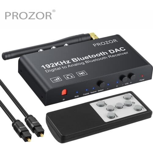 192kHz Bluetooth-Compatible DAC Converter Digital to Analog Converter with Remote Coaxial Toslink to Analog Stereo L/R RCA 3.5mm