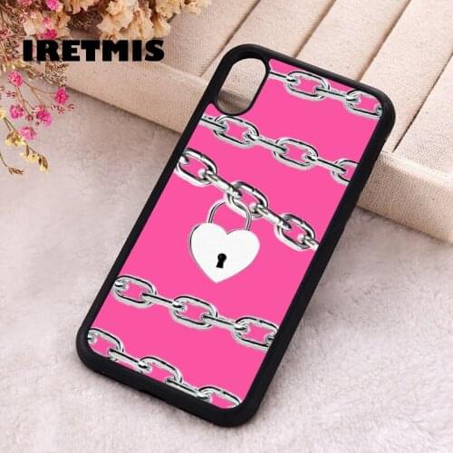 Iretmis 5 5S SE 2020 phone cover cases for iphone 6 6S 7 8 Plus X Xs Max XR 11 12 MINI Pro Soft Silicone TPU Pink Chains