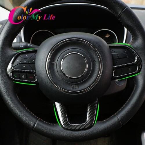 Color My Life 3Pcs/Set Car Steering Wheel Buttons Knob Cover Sequins Trim Sticker for Jeep Renegade 2014 - 2020 Accessories