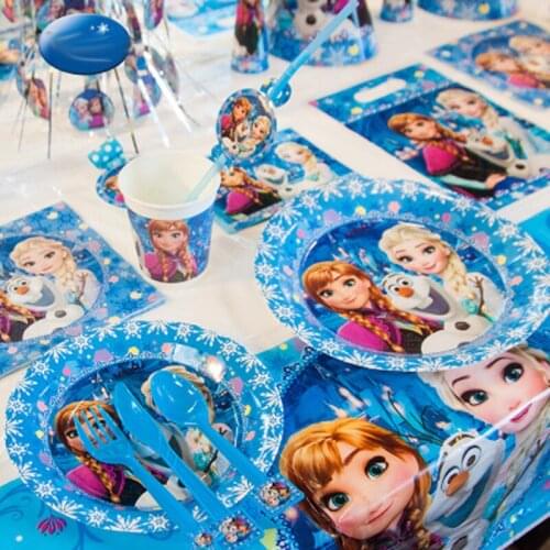 Disney Frozen Princess Anna Elsa Kids Birthday Party Decoration Set Party Supplies Baby Birthday Party Pack event