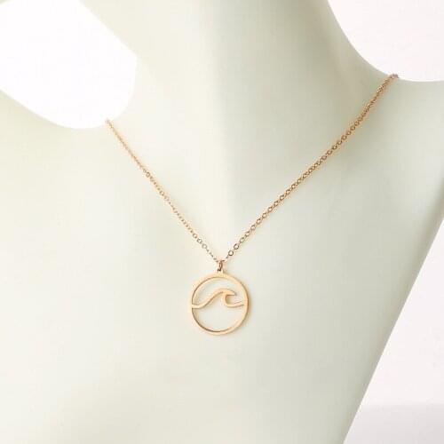 European and American beach seagull stainless steel wave necklace female clavicle chain