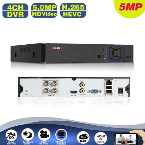 H.265 H.264 IP/Analog/TVI/CVI 6 In 1 4CH DVR Security Surveillance CCTV System P2P ONVIF 4*5MP HD Network Video Audio Recorder