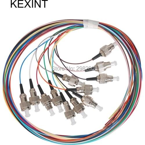KEXINT Bundle Pigtail 12 Color FC/UPC SM 0.9 LSZH/PVC G657A1 G657A2 1.5M ,SM:9/125,MM:50/125 / 10 pieces
