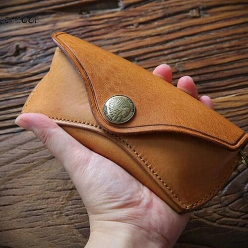 LEACOOL Vintage Hard Portable Unisex Genuine Leather Eye Glasses Sunglasses Holder Box Case Cover Glasses Holder Box