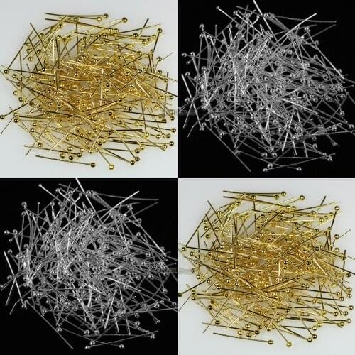 500pcs/lot Length 18 20 22 25 30mm Gold Silver Plated Metal Ball Head Pins For Diy Jewelry Making Findings Accessories Wholesale