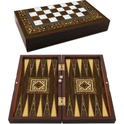 Mini Antique Mosaic Pearl Backgammon Set Trendy Family Board Games Very Special Gift Woman Man New Home Best Quality