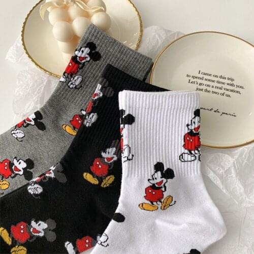Disney socks Anime figure Summer Mickey Minnie mouse tube socks Cartoon casual xxx boy and girls Princess socks min White