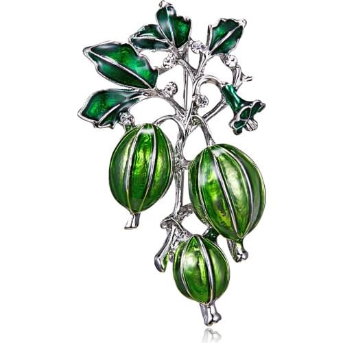 New Enamel Green Olives Brooches Women And Mens Alloy Plant Brooch Pins Girls' Hat Bags Broche Gift