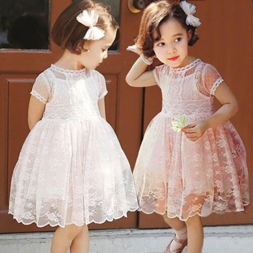 New 2015 Summer Children Girl Short Sleeve Lace Dress Kids Clothes Child Party Princess Dresses 2-7 years toddler girls dress