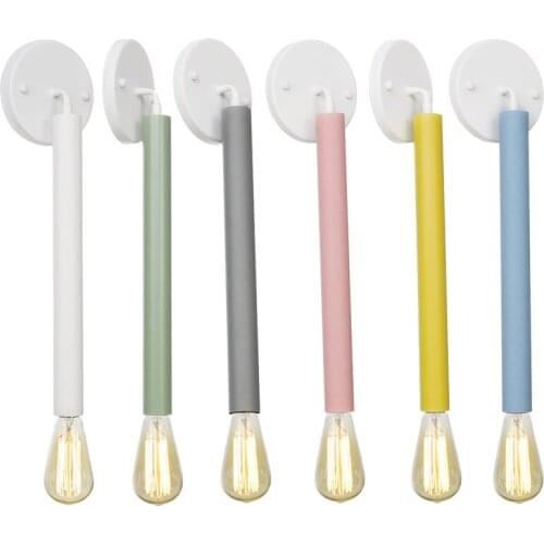 New Postmodern Shop Living Room Wall Lamp Decorative Colored Straight Tube Kids Room Tubular Light Fixturesloft Bed Wall Sconces